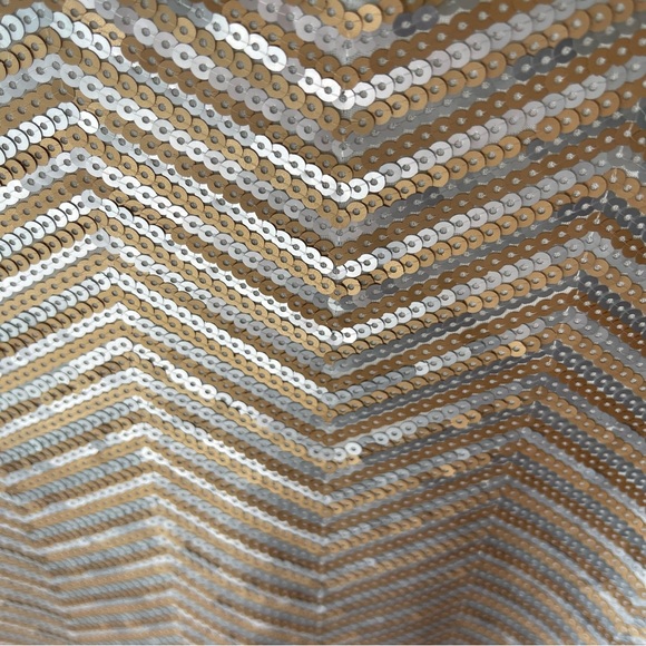 TOP: White House Black Market gold/silver/copper sequence 3 quarter sleeves l… - Picture 2 of 5